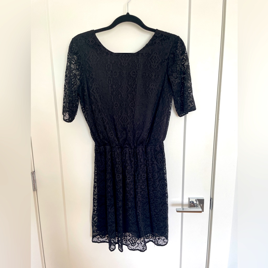 Asos Black Lace Mini Dress - Open Back